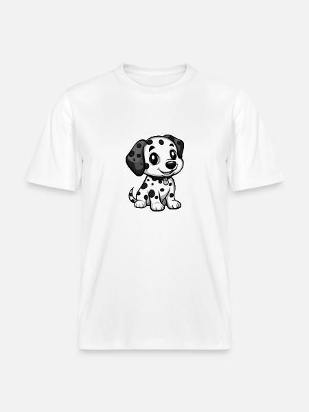 Dalmatian Dog Comic Cute - RELAXED FIT Unisex Organic T-Shirt - white