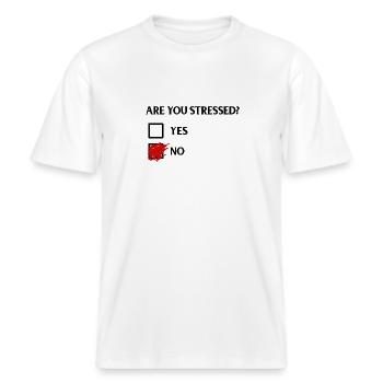 Are you stressed? - Bist du im Stress? -  RELAXED FIT Unisex Organic T-Shirt - Weiß - Vorne - Alina (178cm) & Michal (187cm)