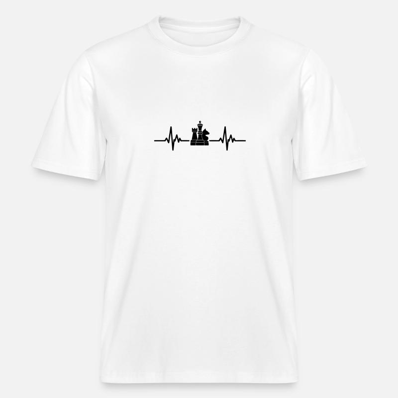 Herzfrequenz eines Schachspielers -  RELAXED FIT Unisex Organic T-Shirt - Weiß