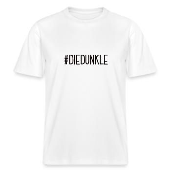 #DIEDUNKLE Dunkelhaarig Die Dunkle Seite Haare -  RELAXED FIT Unisex Organic T-Shirt - Weiß - Vorne - Alina (178cm) & Michal (187cm)