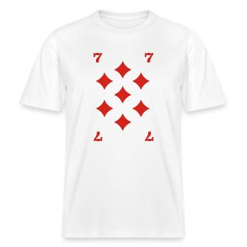 Checked Seven -  RELAXED FIT Unisex Organic T-Shirt - white - Front - Alina (178cm) & Michal (187cm)