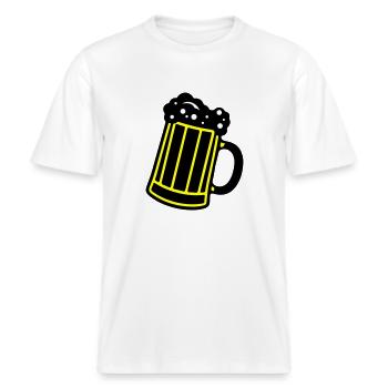 Chope de bière symbole de bière Cheers -  T-shirt unisexe RELAXED FIT en coton bio - blanc - Devant - Alina (178cm) & Michal (187cm)