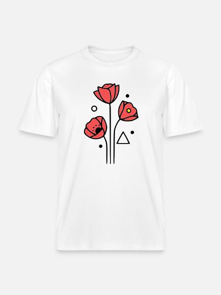 Poppy-Poppies-Minimalist-Line-Art-4 - RELAXED FIT Unisex Organic T-Shirt - white