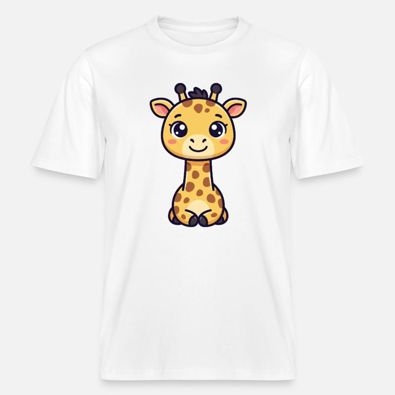 Chibi Giraffe - RELAXED FIT Unisex Organic T-Shirt - white