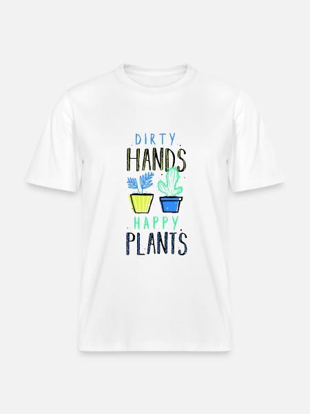 dirty hands happy plants - RELAXED FIT Unisex Organic T-Shirt - white