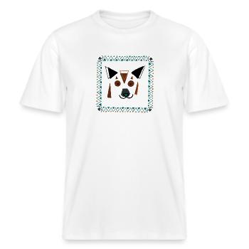 Le chien shapy -  T-shirt unisexe RELAXED FIT en coton bio - blanc - Devant - Alina (178cm) & Michal (187cm)