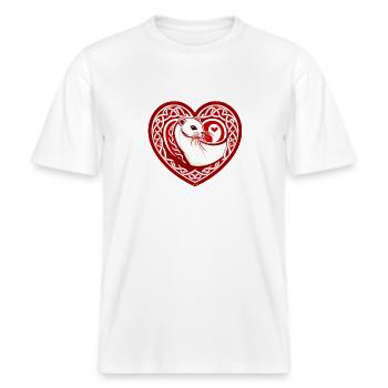 Coeur hermine de bretagne -  T-shirt unisexe RELAXED FIT en coton bio - blanc - Devant - Alina (178cm) & Michal (187cm)