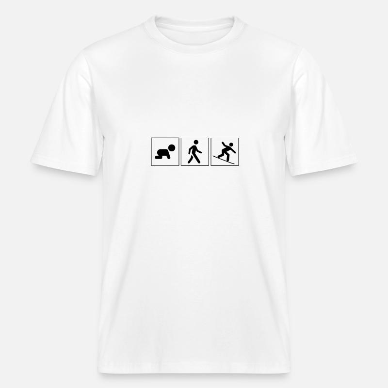 Snowboarder Evolution cadeau Snow Boarder -  T-shirt unisexe RELAXED FIT en coton bio - blanc