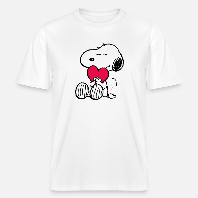 Peanuts Snoopy Amour Cadeau Saint-Valentin - T-shirt unisexe RELAXED FIT en coton bio - blanc