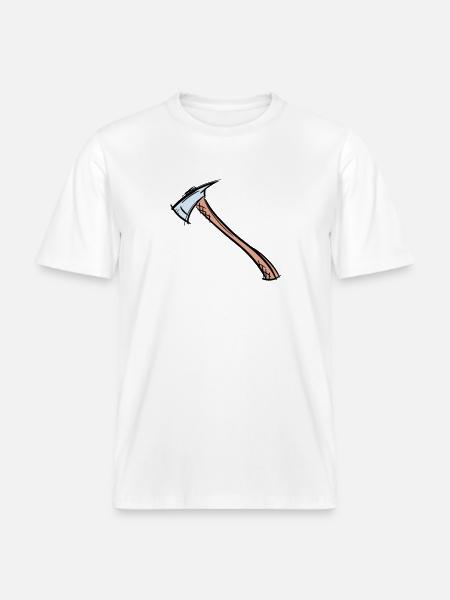 Axe Drawing / Fireman's Axe. Fireman. -  RELAXED FIT Unisex Organic T-Shirt - white