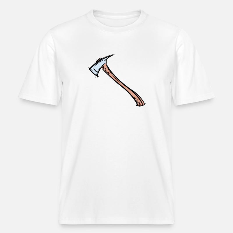 Axe Drawing / Fireman's Axe. Fireman. -  RELAXED FIT Unisex Organic T-Shirt - white