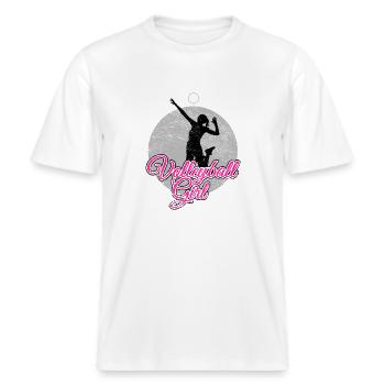 Volleyball Player Girl -  RELAXED FIT Unisex Organic T-Shirt - white - Front - Alina (178cm) & Michal (187cm)