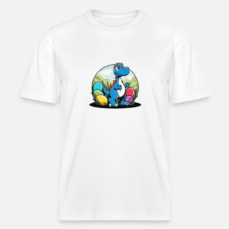 Dinosaur Easter Eggs Easter - RELAXED FIT Unisex Organic T-Shirt - white