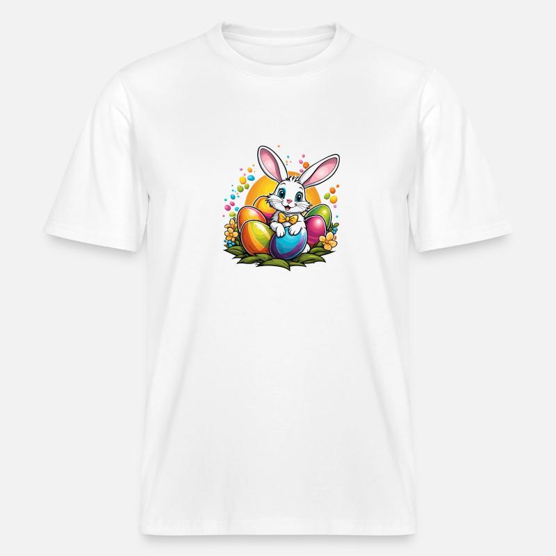 Easter Bunny Easter Illustration -  RELAXED FIT Unisex Organic T-Shirt - white