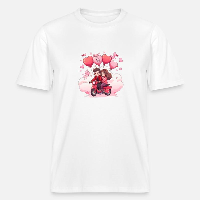 Verliebte auf Roller -  RELAXED FIT Unisex Organic T-Shirt - Weiß