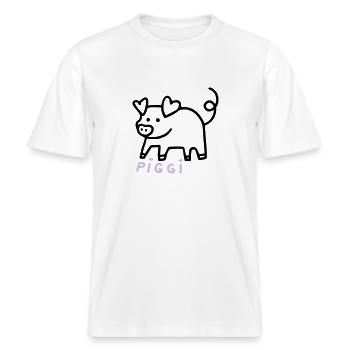 piggi -  RELAXED FIT Unisex Organic T-Shirt - white - Front - Alina (178cm) & Michal (187cm)