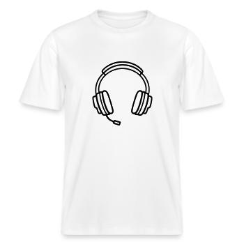 Gaming-Headset -  RELAXED FIT Unisex Organic T-Shirt - Weiß - Vorne - Alina (178cm) & Michal (187cm)