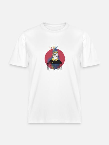 DJ Tiger | Süßes Tiermusik-Merch - RELAXED FIT Unisex Organic T-Shirt - Weiß