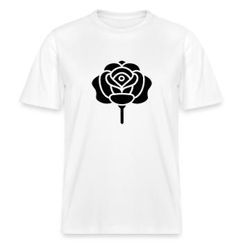 Pink Flower -  RELAXED FIT Unisex Organic T-Shirt - white - Front - Alina (178cm) & Michal (187cm)