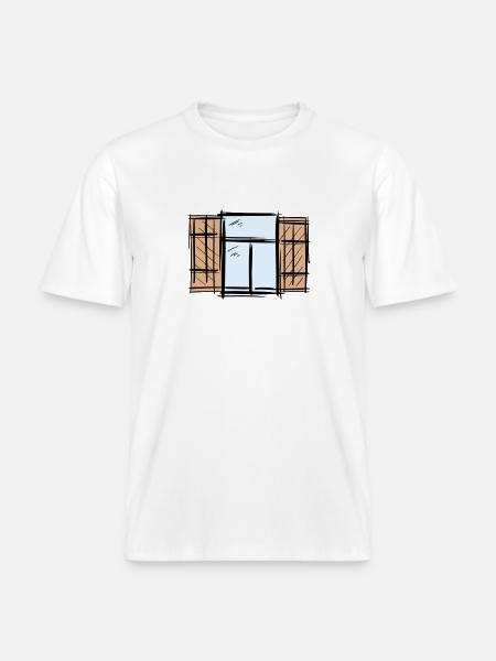 Vecchia finestra con persiane Persiane a battente Disegno -  Maglietta ecologica Unisex RELAXED FIT - bianco