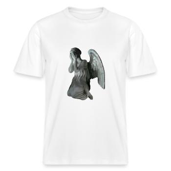 Weeping angel -  RELAXED FIT Unisex Organic T-Shirt - white - Front - Alina (178cm) & Michal (187cm)