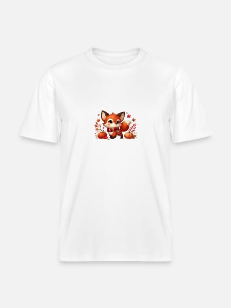 Fuchs Herbst 10 - RELAXED FIT Unisex Organic T-Shirt - Weiß