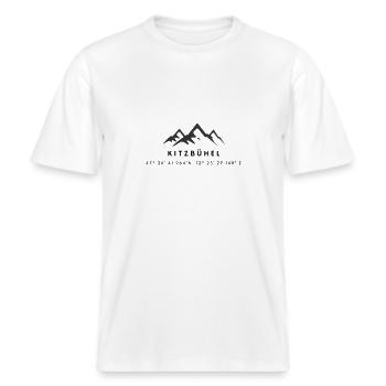Minimalistisches Kitzbühel-Logo -  RELAXED FIT Unisex Organic T-Shirt - Weiß - Vorne - Alina (178cm) & Michal (187cm)