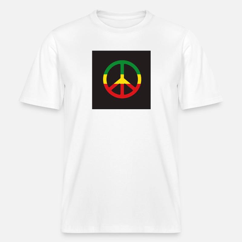 Signe de paix reggae -  T-shirt unisexe RELAXED FIT en coton bio - blanc