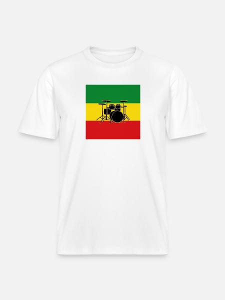 Reggae Drums - RELAXED FIT Unisex Organic T-Shirt - white