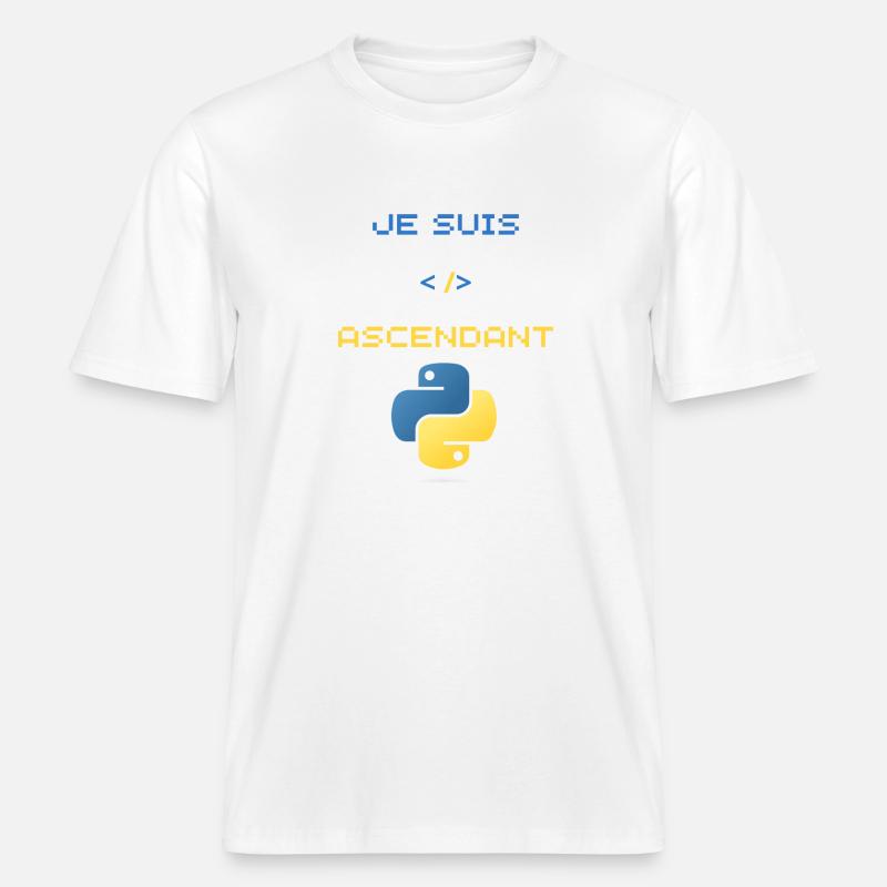 cadeau pour développeur python -  T-shirt unisexe RELAXED FIT en coton bio - blanc