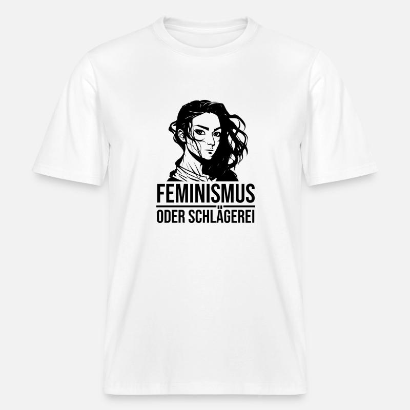 Feminismus oder Schlägerei -  RELAXED FIT Unisex Organic T-Shirt - Weiß