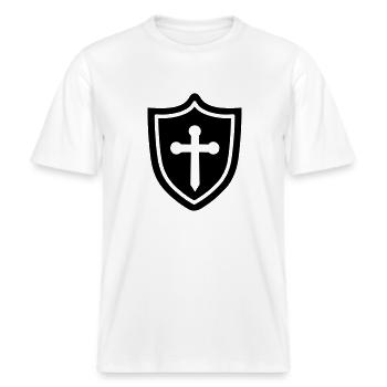 shield -  RELAXED FIT Unisex Organic T-Shirt - white - Front - Alina (178cm) & Michal (187cm)
