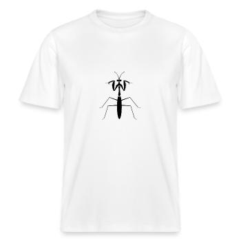 Gottesanbeterin -  RELAXED FIT Unisex Organic T-Shirt - Weiß - Vorne - Alina (178cm) & Michal (187cm)