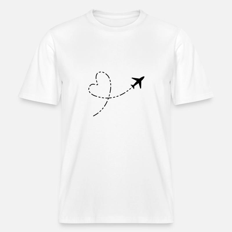 Icône de l’avion -  T-shirt unisexe RELAXED FIT en coton bio - blanc