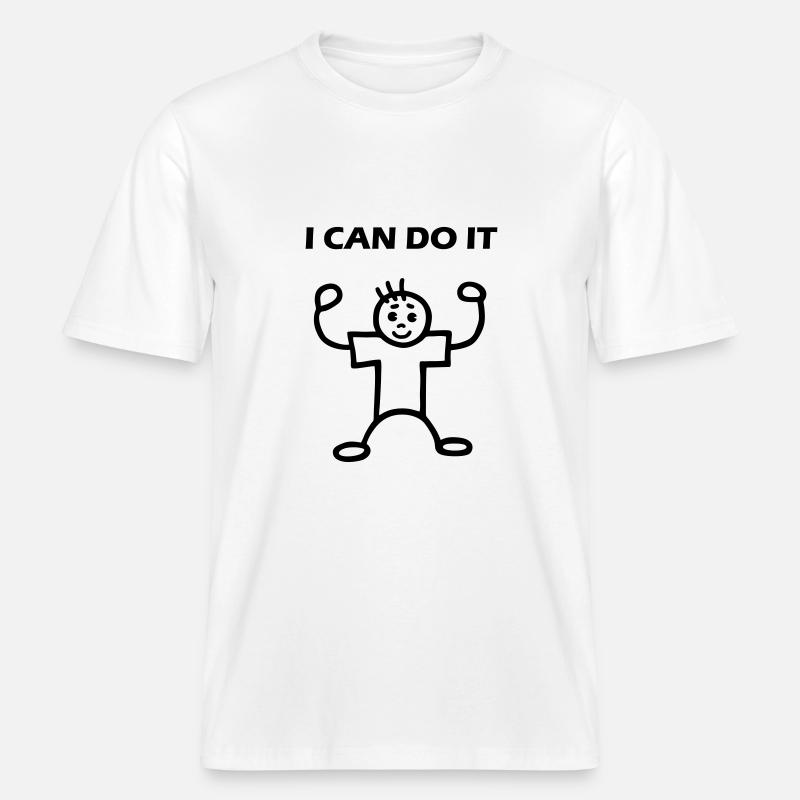 I Can Do It - mies - RELAXED FIT Unisex Luomu T-paita - valkoinen