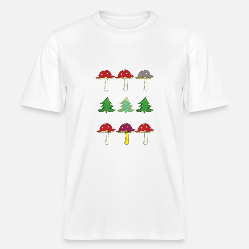 Toadstools and forest -  RELAXED FIT Unisex Organic T-Shirt - white