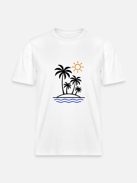 Island Summer Palm Trees -  RELAXED FIT Unisex Organic T-Shirt - white