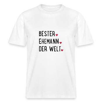 Verdens beste mann -  Økologisk RELAXED FIT Unisex T-skjorte - hvit - Foran - Alina (178cm) & Michal (187cm)