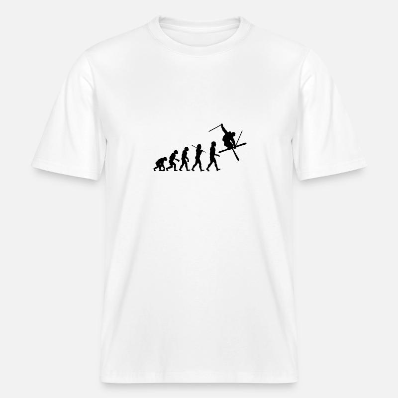 Ski Evolution -  RELAXED FIT Unisex Organic T-Shirt - Weiß