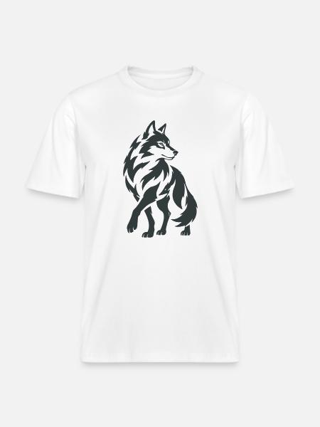 Geometrischer Wolf – Silhouette - RELAXED FIT Unisex Organic T-Shirt - Weiß