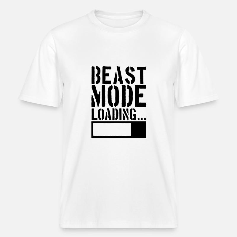 Caution Beast Mode Loading -  T-shirt unisexe RELAXED FIT en coton bio - blanc