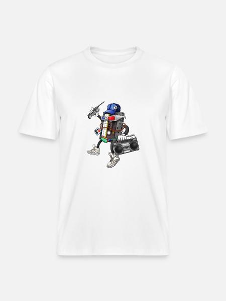 80s Retro Funky Design -  RELAXED FIT Unisex Organic T-Shirt - white