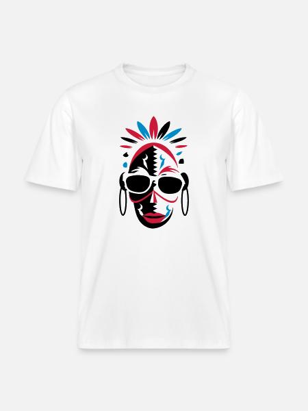 African mask with sunglasses - RELAXED FIT Unisex Organic T-Shirt - white