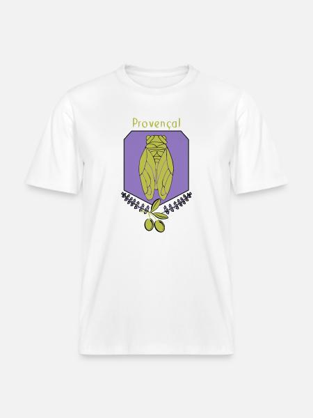 cigale Provençale avec Olives -  T-shirt unisexe RELAXED FIT en coton bio - blanc