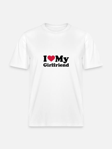 I love my girlfriend -  Økologisk unisex T-shirt RELAXED FIT - hvid