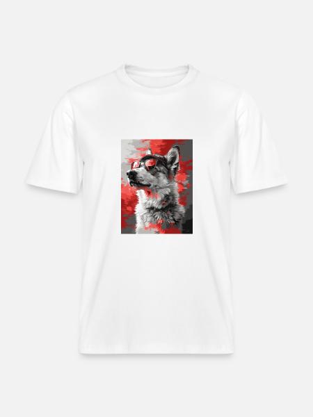 Cool Husky in Shades -  RELAXED FIT Unisex Organic T-Shirt - Weiß