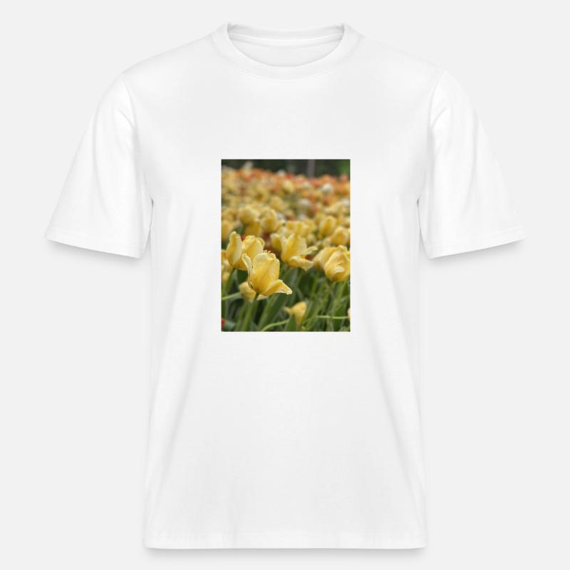 Tulipe Jaune mer -  T-shirt unisexe RELAXED FIT en coton bio - blanc