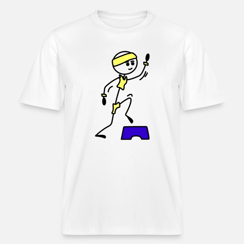Schritte oder Aerobic Mädchen Trainingsübung -  RELAXED FIT Unisex Organic T-Shirt - Weiß