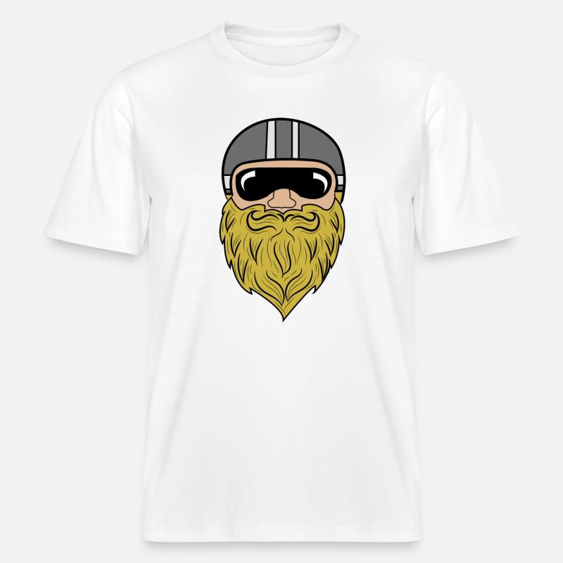 Bart Ziegenbart Bartfrisur Schnurrbart Bartträger -  RELAXED FIT Unisex Organic T-Shirt - Weiß