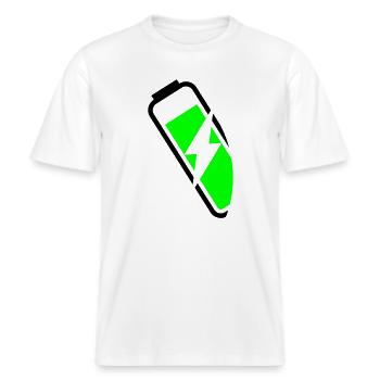 énergique -  T-shirt unisexe RELAXED FIT en coton bio - blanc - Devant - Alina (178cm) & Michal (187cm)